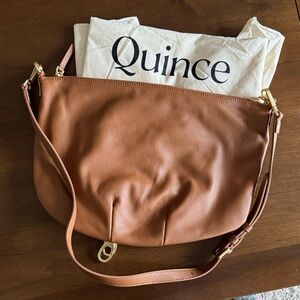 Quince Italian Leather Convertible Crescent Shoulder Bag